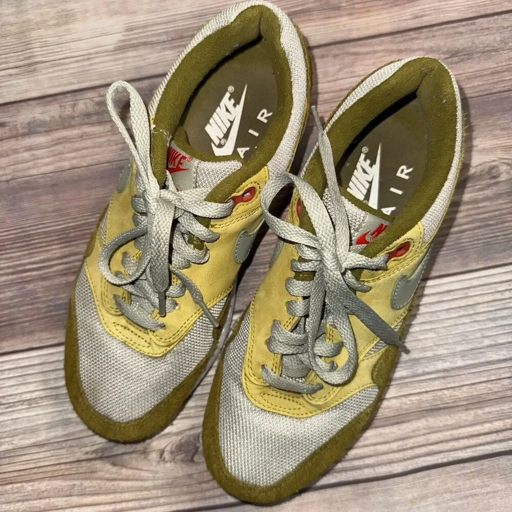 Nike Air Max 1 Premium Retro Curry Olive Green Grey White 908366-300 Men's 6